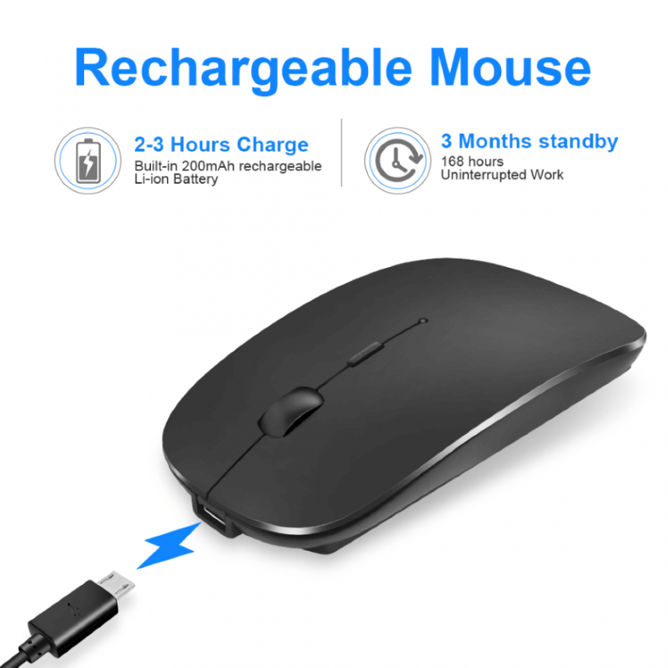 XBOSS X4 Ultra Thin 2 4GHz Wireless Mouse with Rechargeable Battery Optical with USB Adapter for